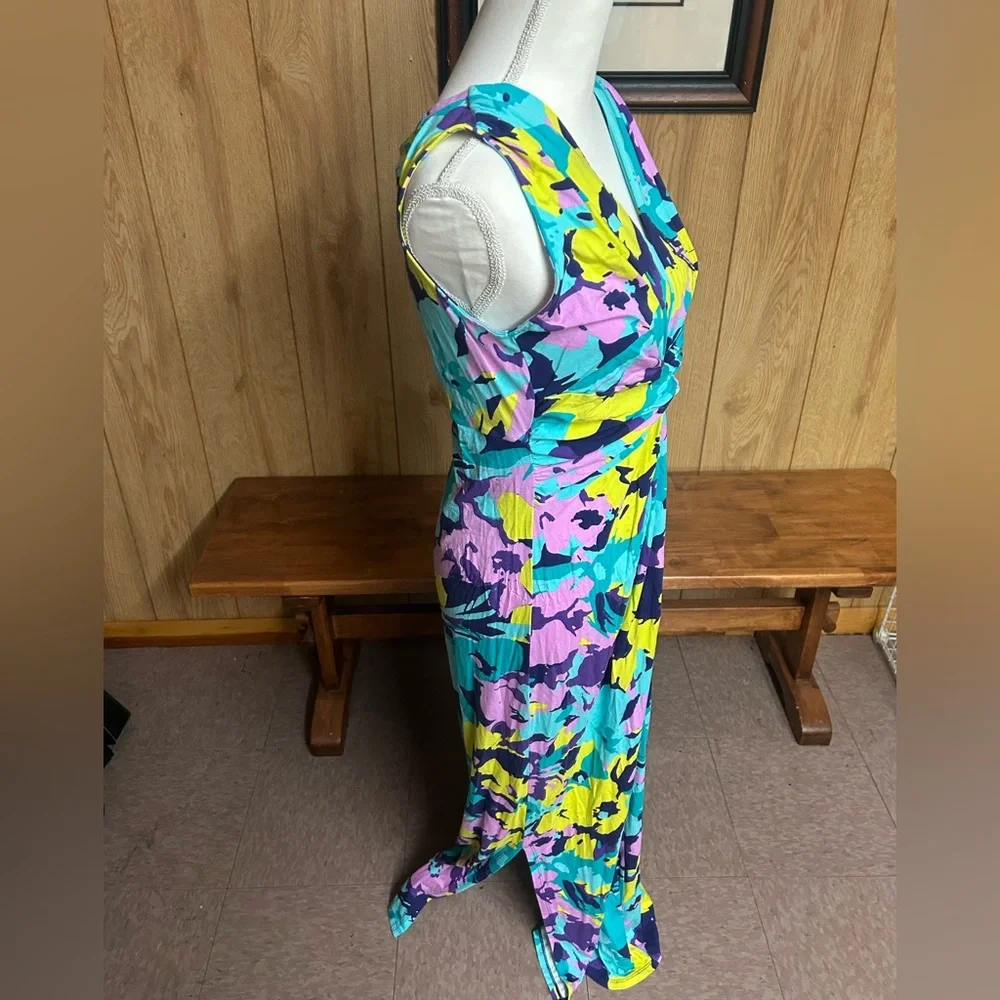 IMAN Blue Global Chic Floral Twist Front Maxi Dress Size M - Picture 5 of 11